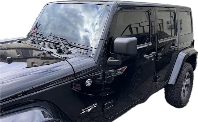 Black Jeep Wrangler Sahara exterior shared in Jason Trimmell’s review